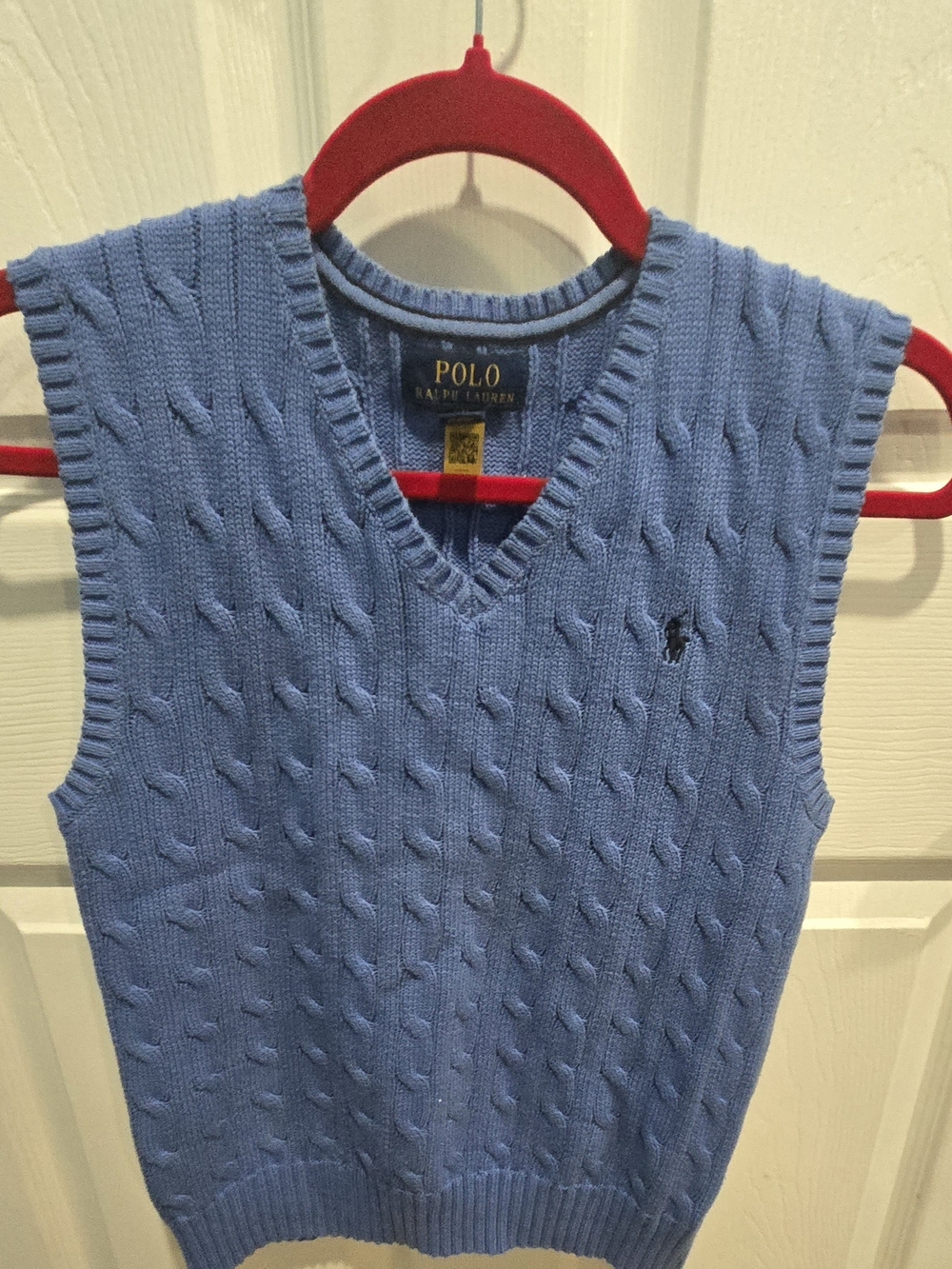 Polo by Ralph Lauren Light Blue Cable Knit V-Neck Sweater Vest